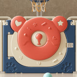 Lovely Baby Kids Bear Playpen With Basketball Hoop 14pcs - Blue