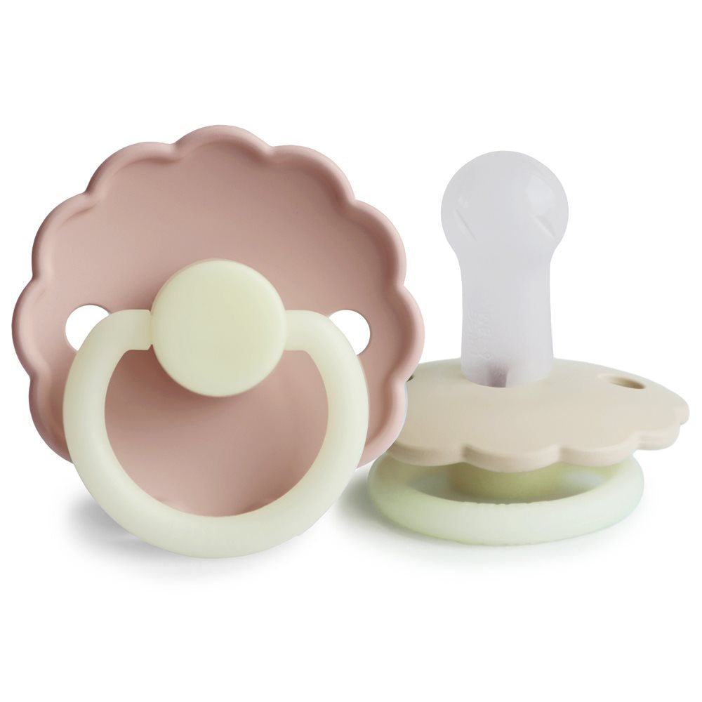 Frigg Daisy Silicone Baby Pacifier 6M - 18M, 2Pack, Blush Night/Cream Night - Size 2 - Laadlee