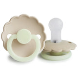 Frigg Daisy Silicone Baby Pacifier 0-6M, 2Pack, Cream Night/Croissant Night - Size 1 - Laadlee