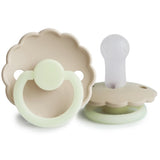 Frigg Daisy Silicone Baby Pacifier 6M - 18M, 2Pack, Cream Night/Croissant Night - Size 2 - Laadlee
