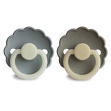 Frigg Daisy Silicone Baby Pacifier 6M - 18M, 2Pack, French Gray Night/Portobello Night - Size 2 - Laadlee