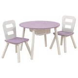 Kidkraft Round Storage Table & 2 Chair Set - Lavender