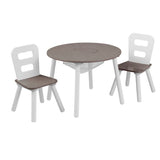 Kidkraft Round Storage Table & 2 Chair Set- Gray Ash