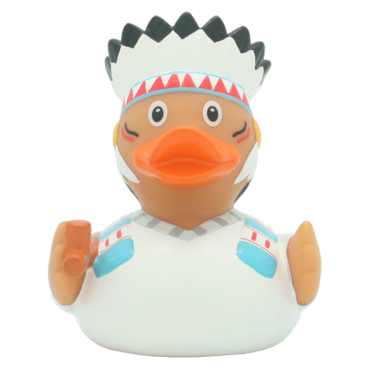 Lilalu Bath Toy Native American Chief Duck - White