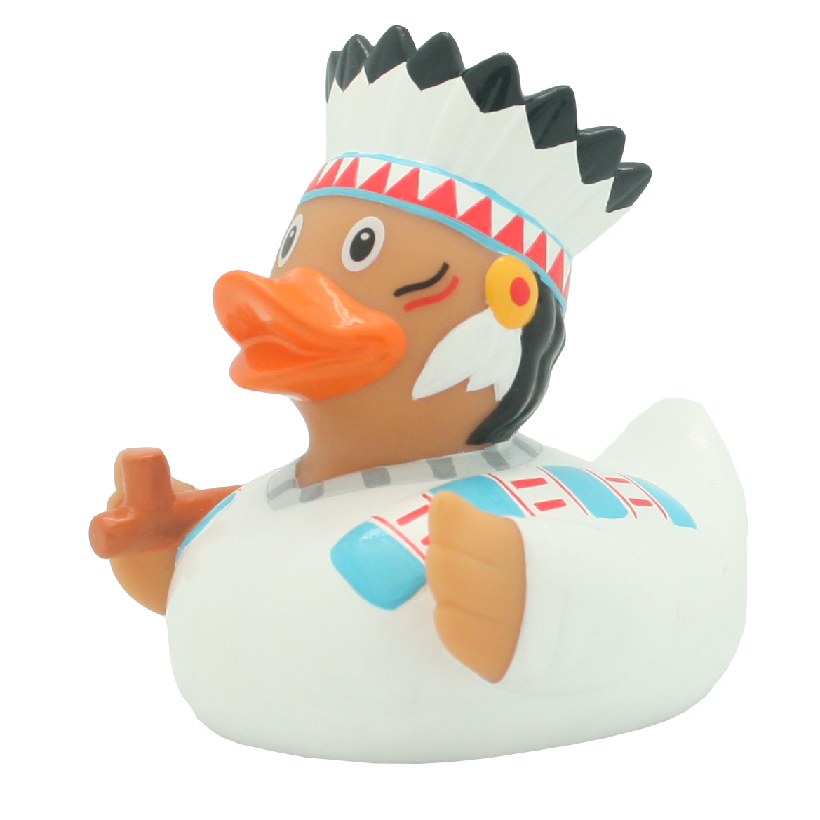 Lilalu Bath Toy Native American Chief Duck - White