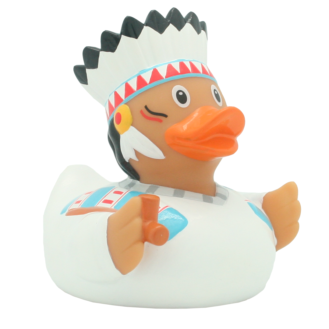 Lilalu Bath Toy Native American Chief Duck - White