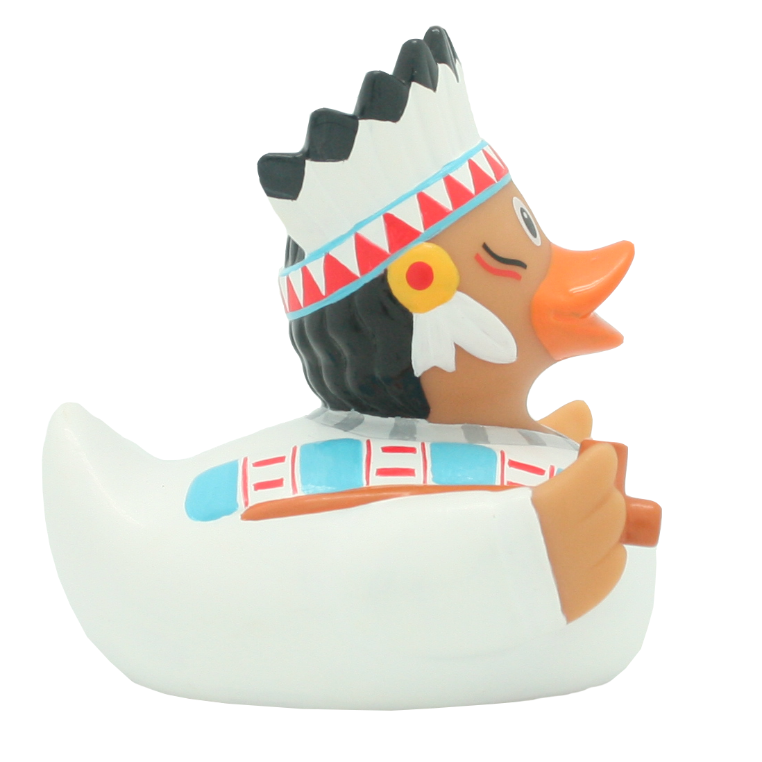 Lilalu Bath Toy Native American Chief Duck - White