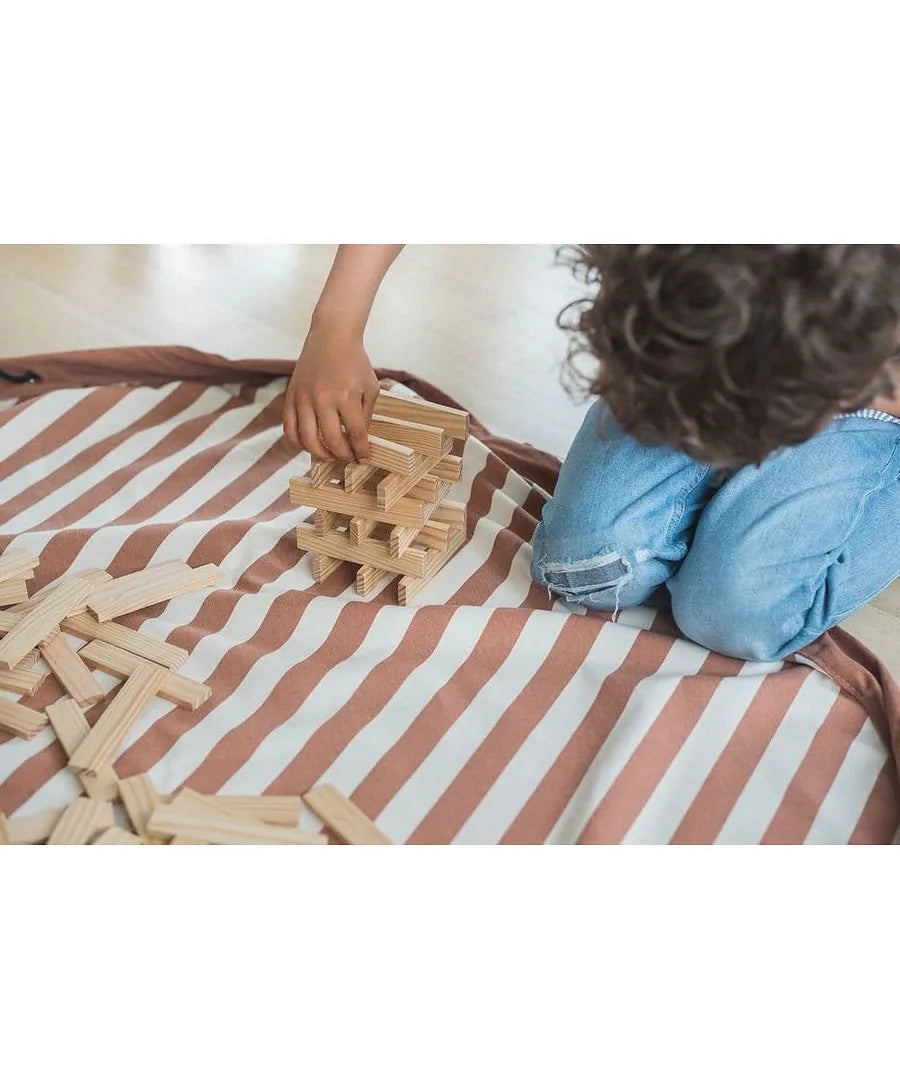 Play and Go Playmat & Storage Bag - Stripes Brown