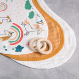 Anvi Baby Set of 3 Organic Bamboo Burp & Bib Cloth - Unicorn Dreams