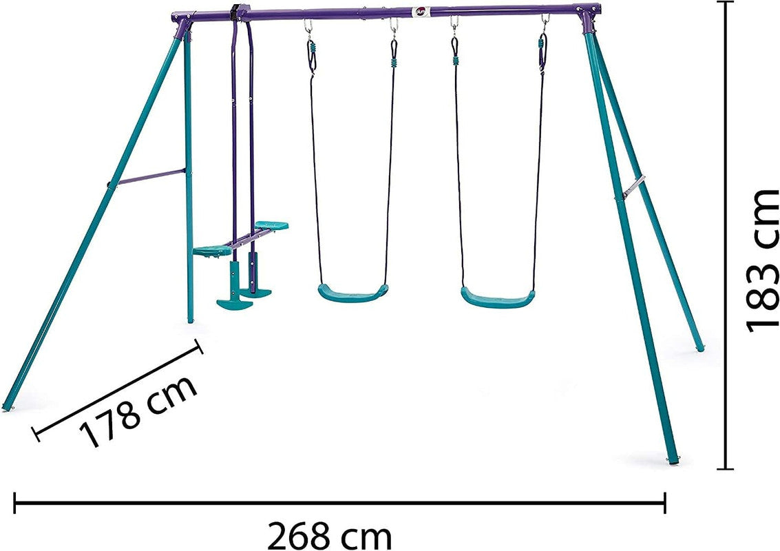 Plum Jupiter Double Swing & Glider Set - Purple/Teal - Laadlee