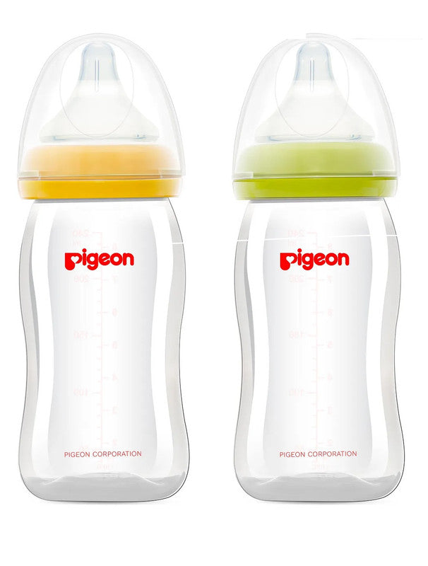 Pigeon Plastic Wide Neck Feeding Bottle 240ml  - Assorted