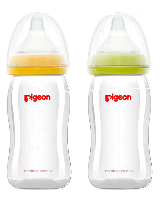 Pigeon Plastic Wide Neck Feeding Bottle 240ml  - Assorted