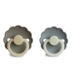 Frigg Daisy Latex Baby Pacifier 0-6M, 2Pack, French Gray Night/Portobello Night - Size 1 - Laadlee