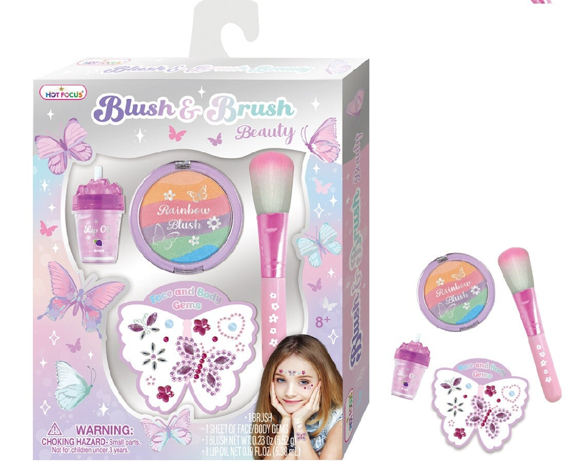 Hot Focus Tie Dye Butterfly Blush & Brush Beauty Cosmetic Set