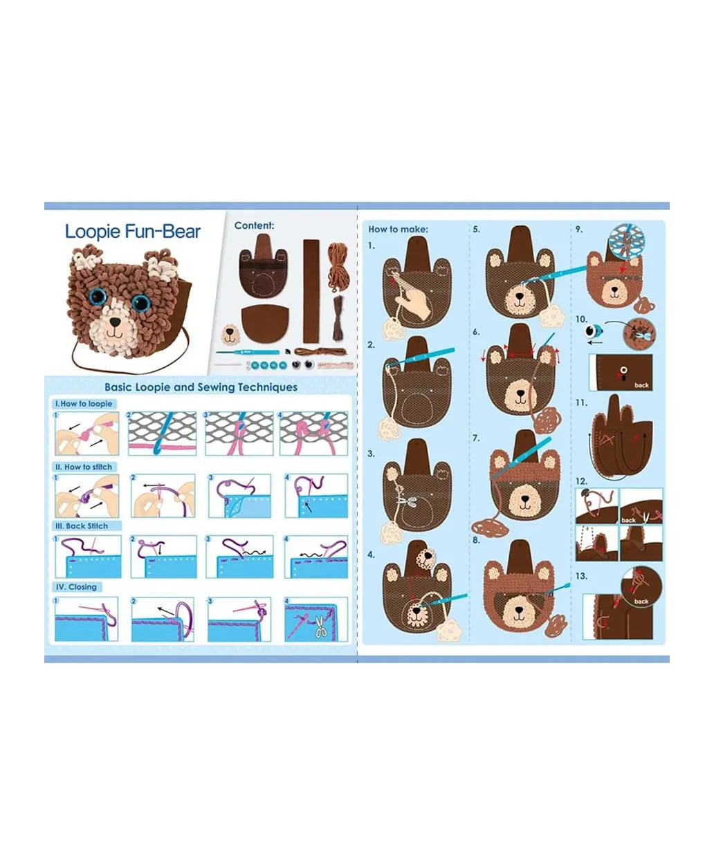 Avenir Loopie Fun My First Plush Bag Kit - Bear - Laadlee