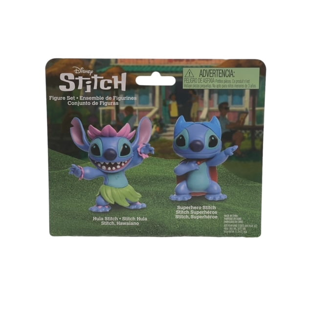 Disney Stitch Figure 2Pks Hula + Superhero - Laadlee
