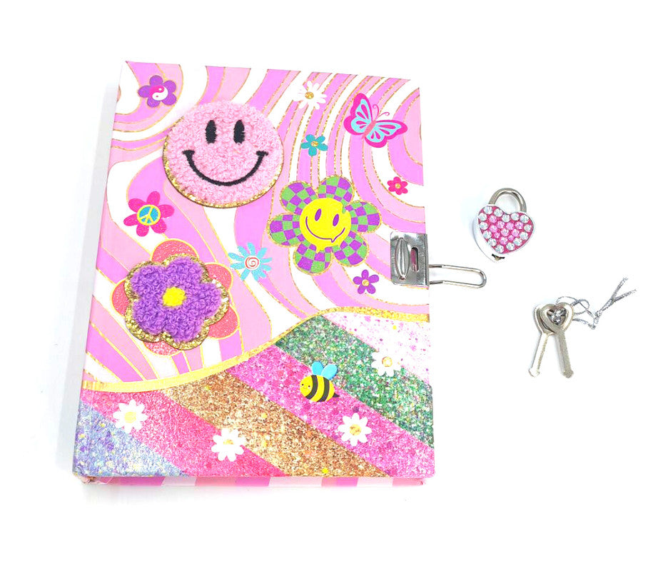 Hot Focus Groovy Flower Diary With Lock & Keys - Laadlee