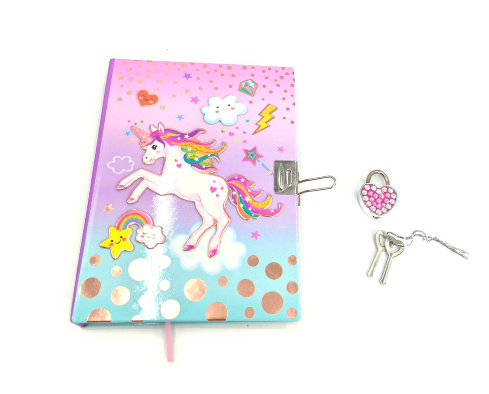 Hot Focus Unicorn Diary With Lock & Keys - Laadlee