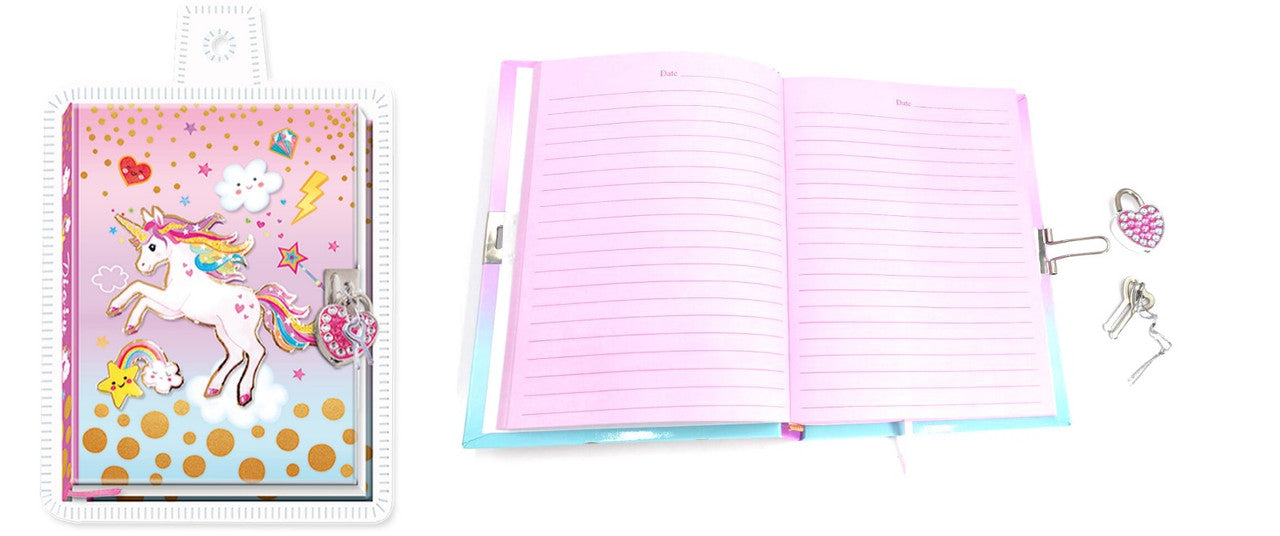 Hot Focus Unicorn Diary With Lock & Keys - Laadlee