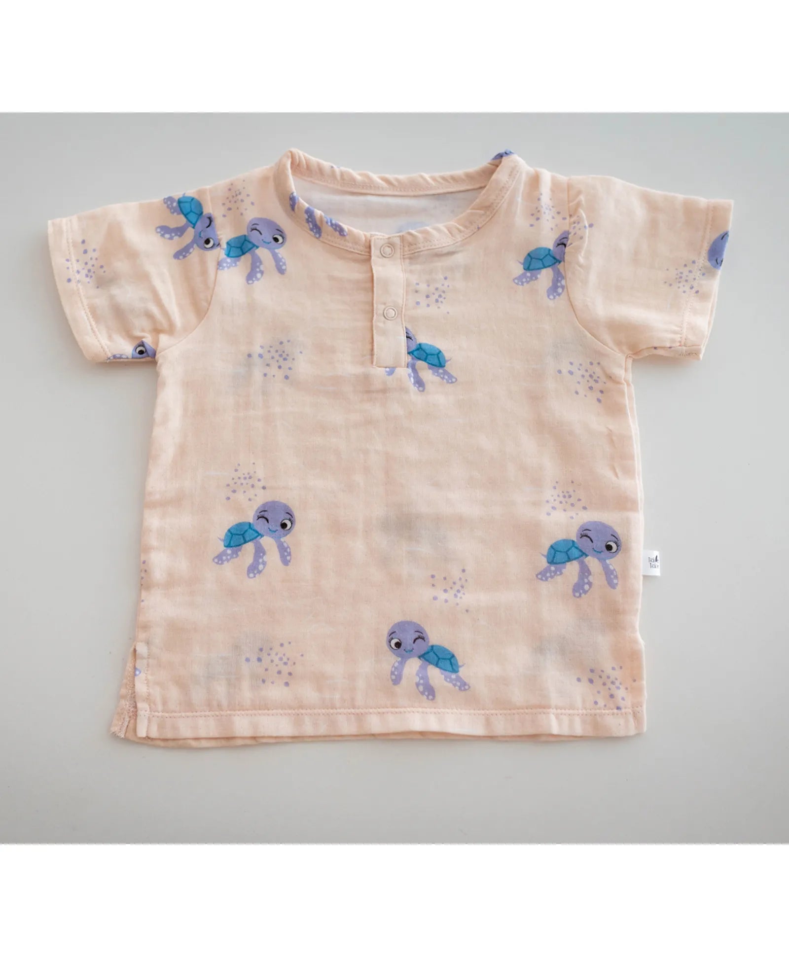 Tickle Tickle Organic Muslin Baby Shorts and Tee Set - Toby Turtle - Laadlee