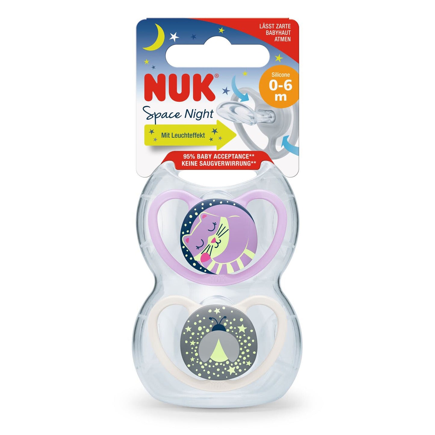 Nuk Space Night Silicone 0M-6M -  Pack of 2