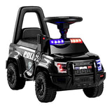 MYTS Kids Police Ride-On Push Car With Siren, Megaphone And Storage - Black