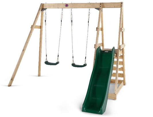 Plum Tamarin Wooden Climbing Frame With Swing And Slide