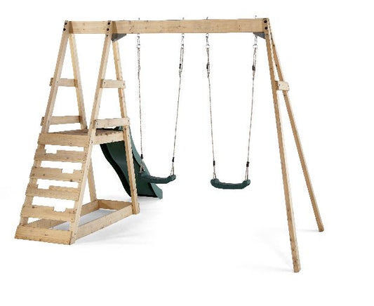 Plum Tamarin Wooden Climbing Frame With Swing And Slide