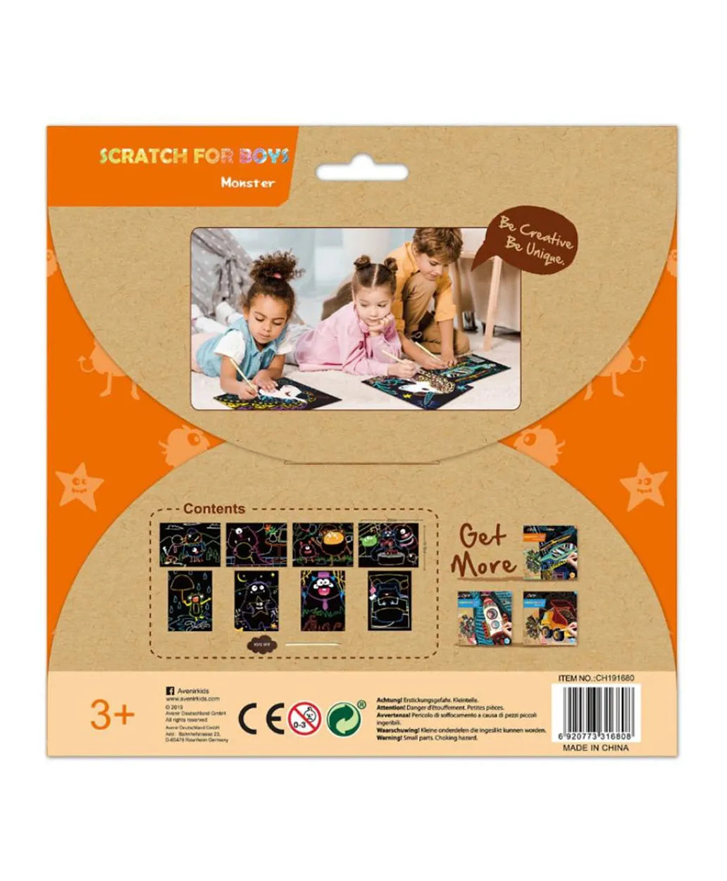 Avenir Scratch Art Kit - Monster - Laadlee