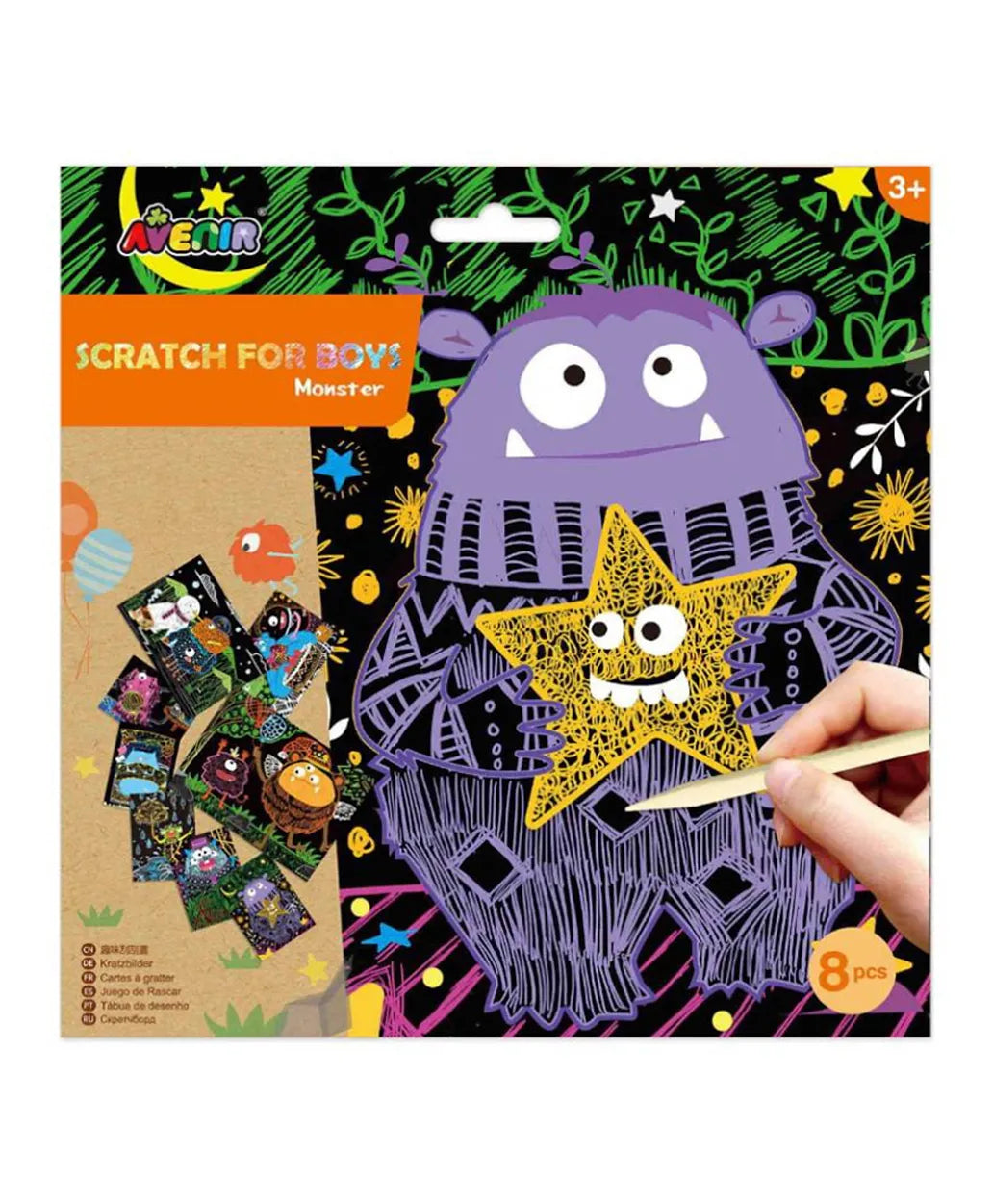 Avenir Scratch Art Kit - Monster - Laadlee