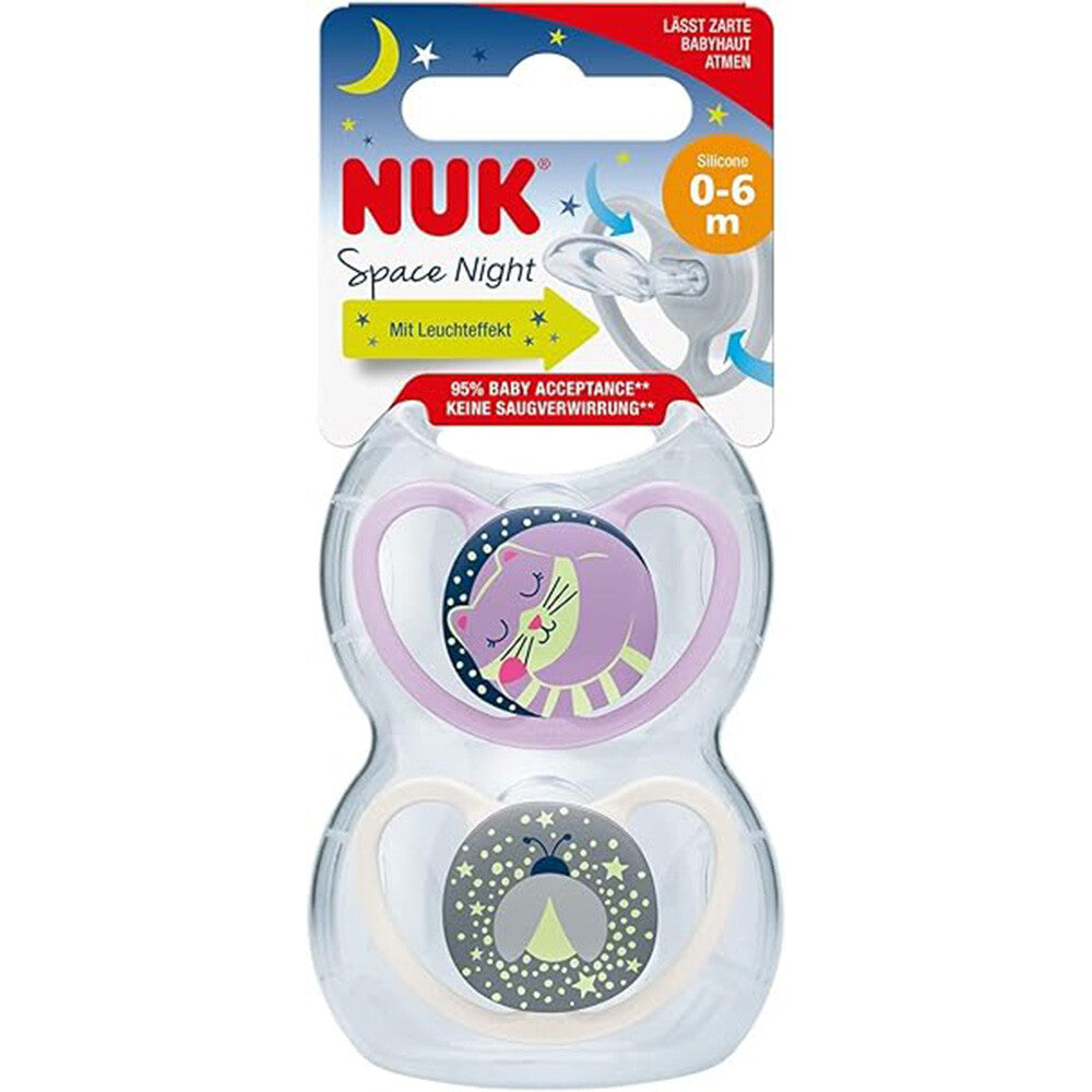 Nuk Space Night Silicone 6M-18M -  Pack of 2