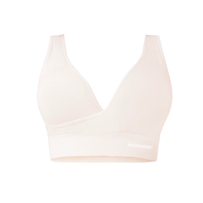 Sankom - Patent Organic Cotton Bra For Back Support - Ivory - Laadlee