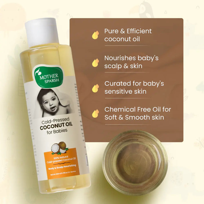 Mother Sparsh Cold Pressed Coconut Oil for Babies - 200ml - Laadlee