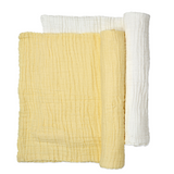 Anvi Baby Set of 2 Organic Muslin Bath Towel - Yellow & White