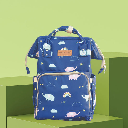 Polka Tots Diaper Bag - Blue Elephant - Laadlee