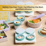 2angels 2 in 1 Silicone Pack N' Go PUZZLE Bowl & Plate- Summer leaf + Latte