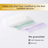 2angels Silicone Baby Spoons, 2pcs with Travel Case - Starry - Summer Leaf & Purple