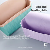 2angels 100% Silicone Diamond Feeding Bib with Leak Proof Pocket - Lavender