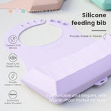 2angels 100% Silicone Diamond Feeding Bib with Leak Proof Pocket - Lavender
