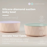 2angels Silicone Diamond Suction Baby Bowl with Lid 350 ml - Lavender + Latte