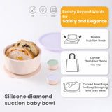 2angels Silicone Diamond Suction Baby Bowl with Lid 350 ml - Summer leaf + Latte