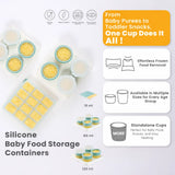 2angels Silicone Baby Food Storage Container with Lid - Summer Leaf - 120ml X 4