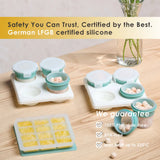 2angels Silicone Baby Food Storage Container with Lid - Summer Leaf - 120ml X 4