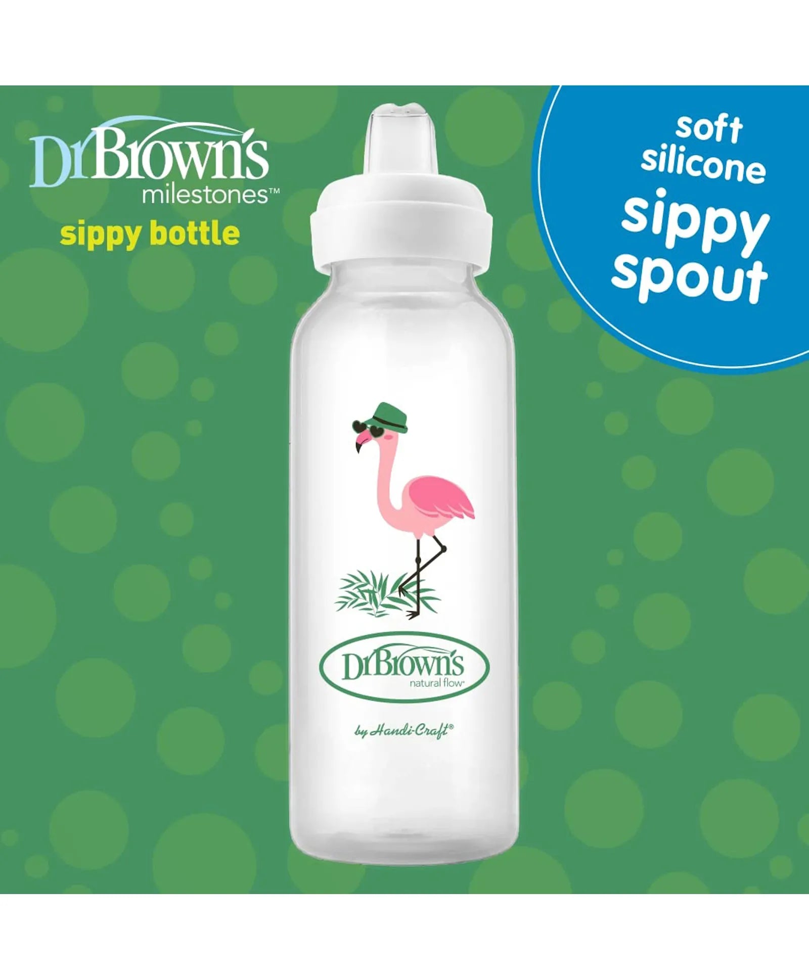 Dr. Brown's PP Narrow Sippy Spout Bottle - Flamingo - 250ml - Laadlee