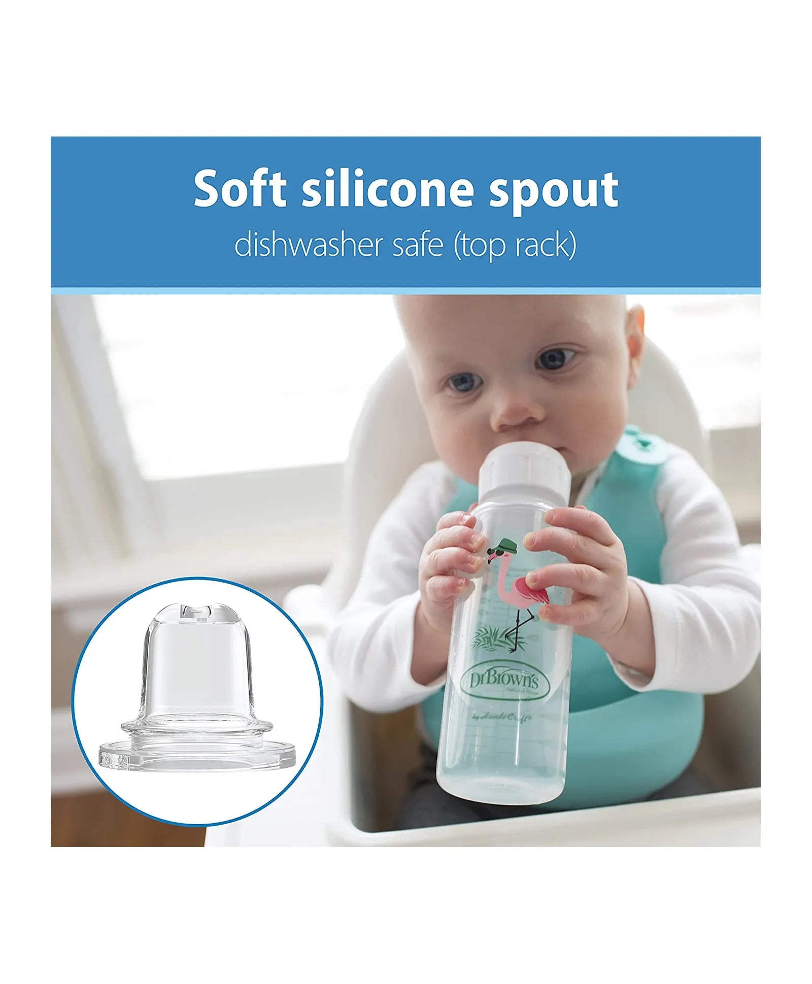 Dr. Brown's PP Narrow Sippy Spout Bottle - Flamingo - 250ml - Laadlee