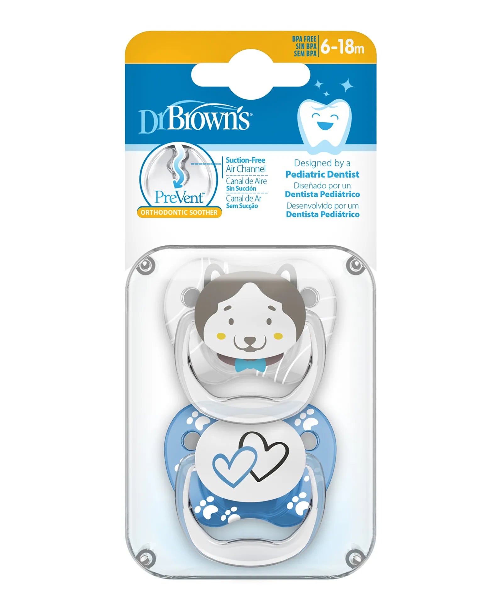 Dr. Brown's Prevent Stage 2 Printed Shield Soother - Pack of 2 - Blue - Laadlee
