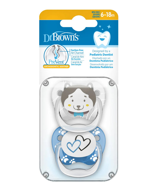 Dr. Brown's Prevent Stage 2 Printed Shield Soother - Pack of 2 - Blue