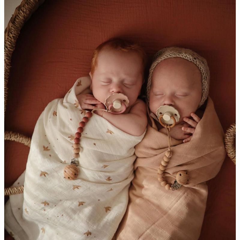 Frigg Daisy Latex Baby Pacifier 0-6M, 2Pack, Biscuit/Cream - Size 1 - Laadlee