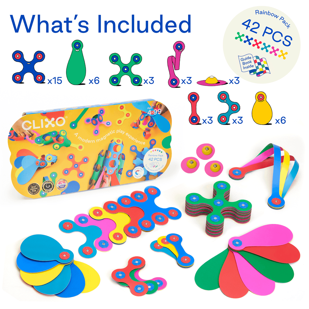 clixo-magnetic-building-set-rainbow-pack-42pcs-8