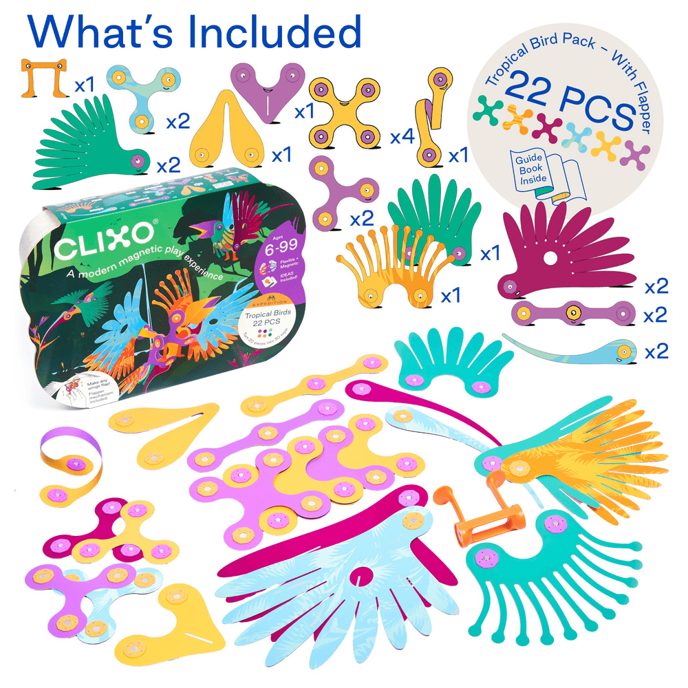 clixo-magnetic-building-set-tropical-birds-pack-30pcs-2